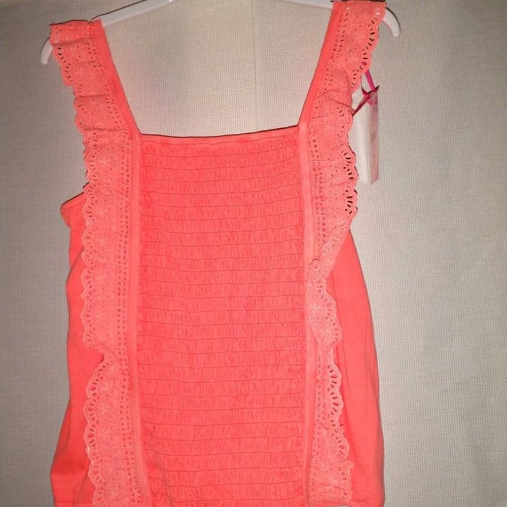 Just girls XL (16/18) Grommet Tank top color neon orangey coral K-170